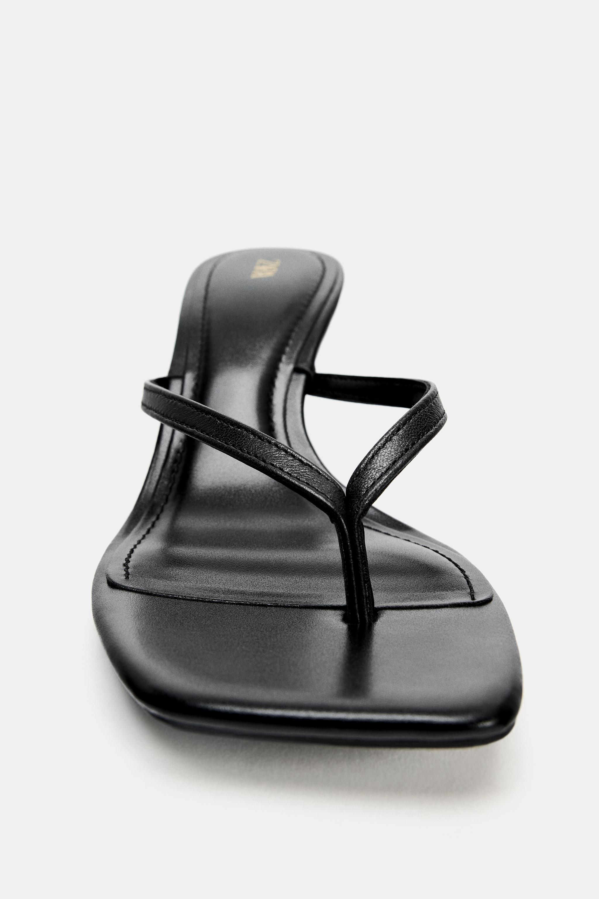 LEATHER STRAP HEELED SANDALS